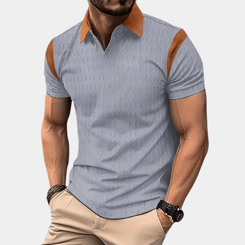 Męska stylowa oddychająca koszulka polo z mieszanki bawełny - Slim Fit z krótkim rękawem