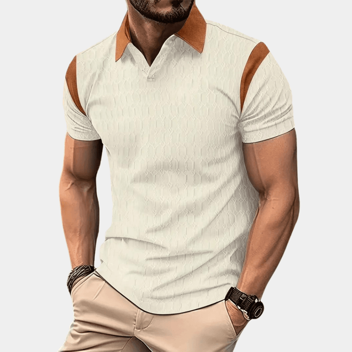 Męska stylowa oddychająca koszulka polo z mieszanki bawełny - Slim Fit z krótkim rękawem
