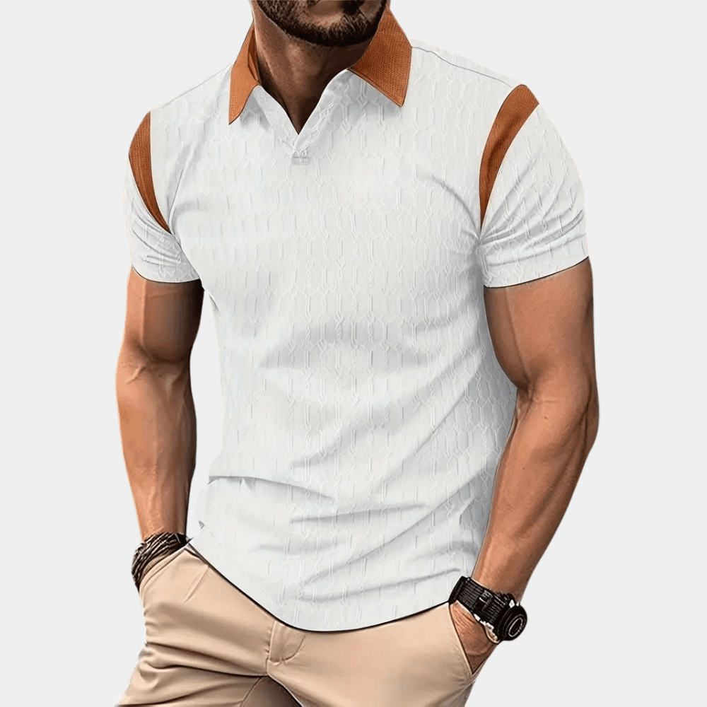 Męska stylowa oddychająca koszulka polo z mieszanki bawełny - Slim Fit z krótkim rękawem
