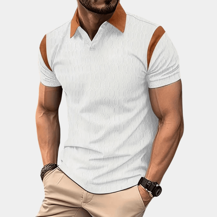 Męska stylowa oddychająca koszulka polo z mieszanki bawełny - Slim Fit z krótkim rękawem