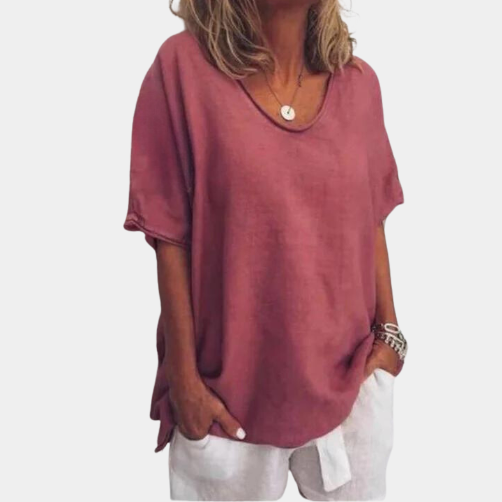 T-Shirt Oversize Confortável em Cinza Suave para Uso Diário