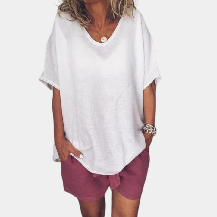 T-Shirt Oversize Confortável em Cinza Suave para Uso Diário