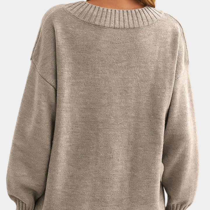 Damski sweter z dekoltem w szpic zapewniający szykowną elegancję