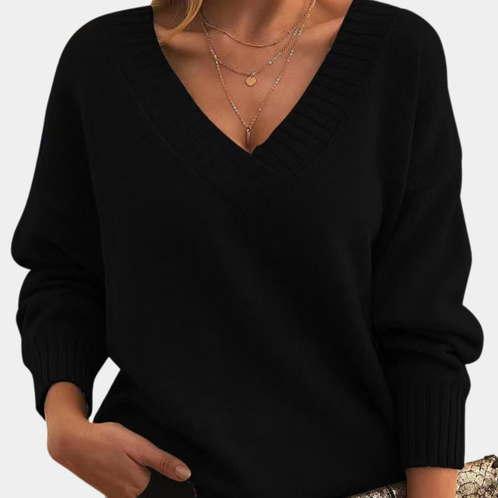 Damski sweter z dekoltem w szpic zapewniający szykowną elegancję