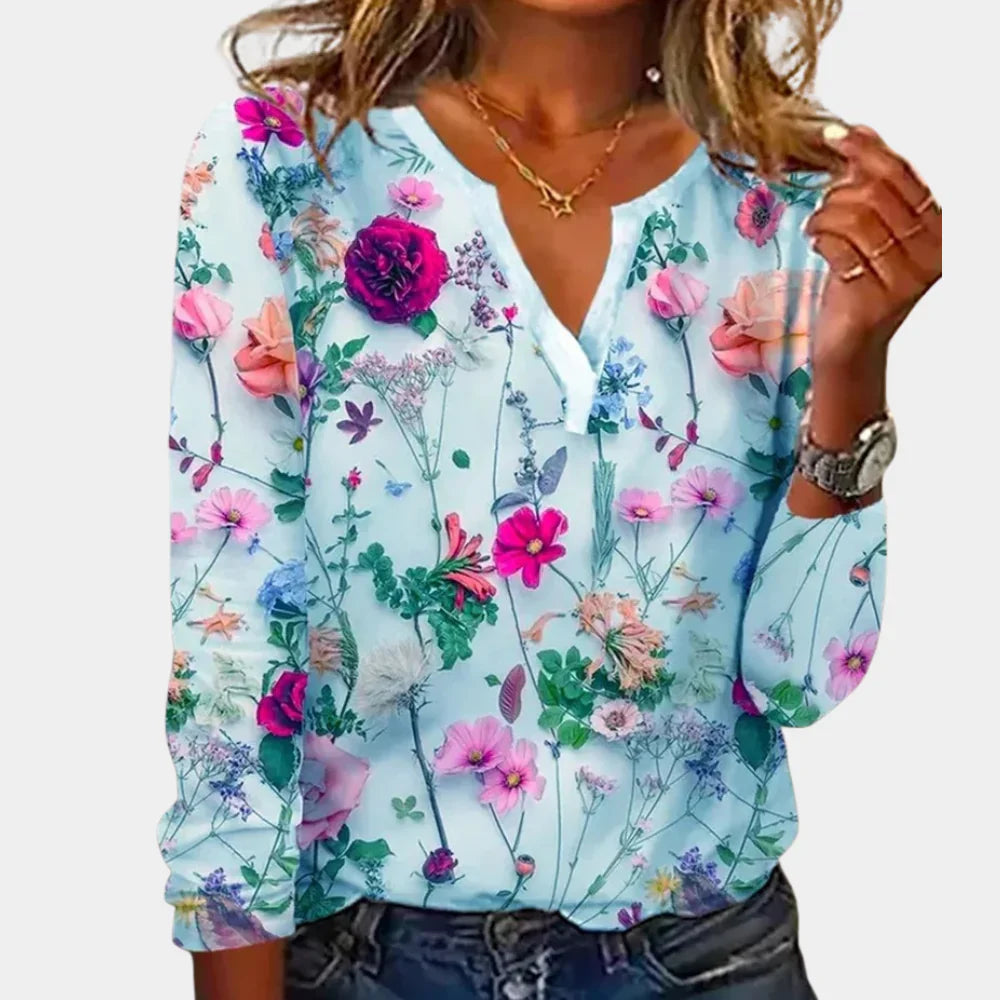 Maelle - Elegancka casualowa bluzka w kwiaty dla kobiet