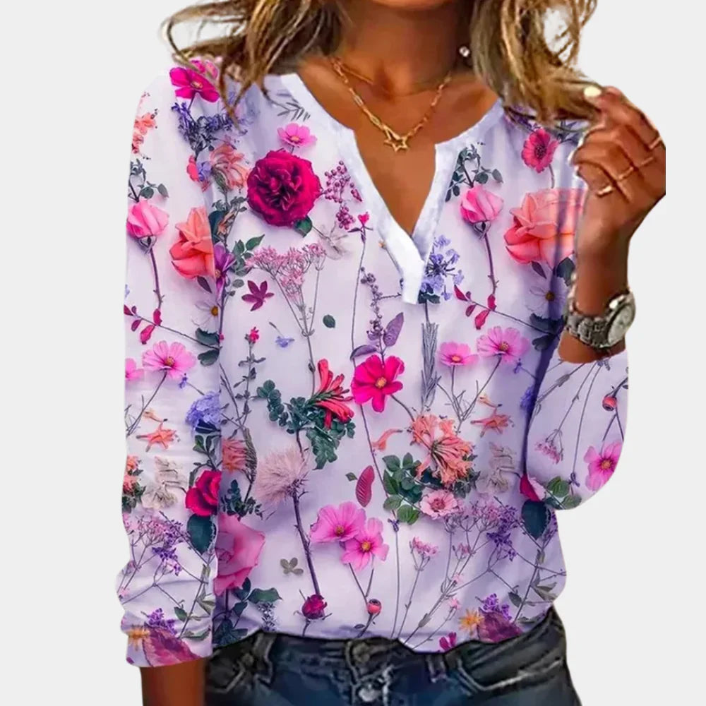 Maelle - Elegancka casualowa bluzka w kwiaty dla kobiet
