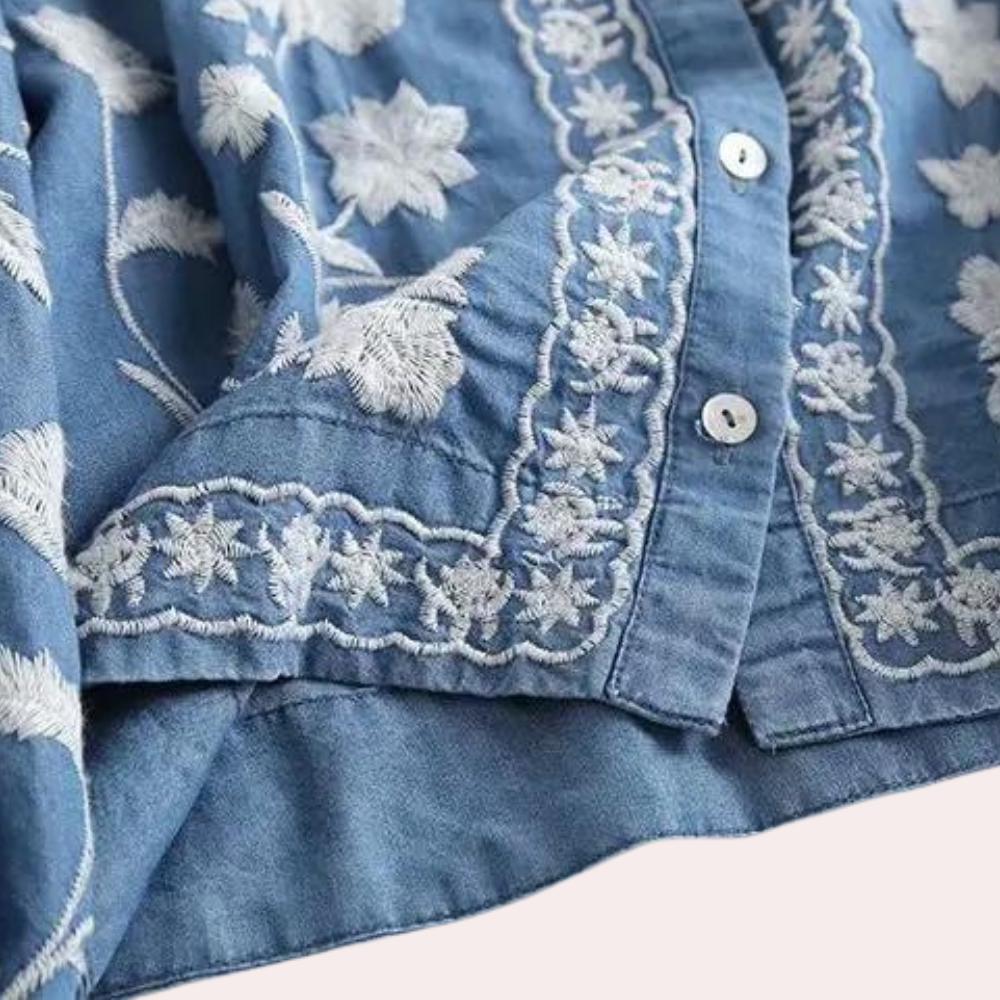 Elegancki kardigan Breanne z haftowanymi kwiatami dla kobiet