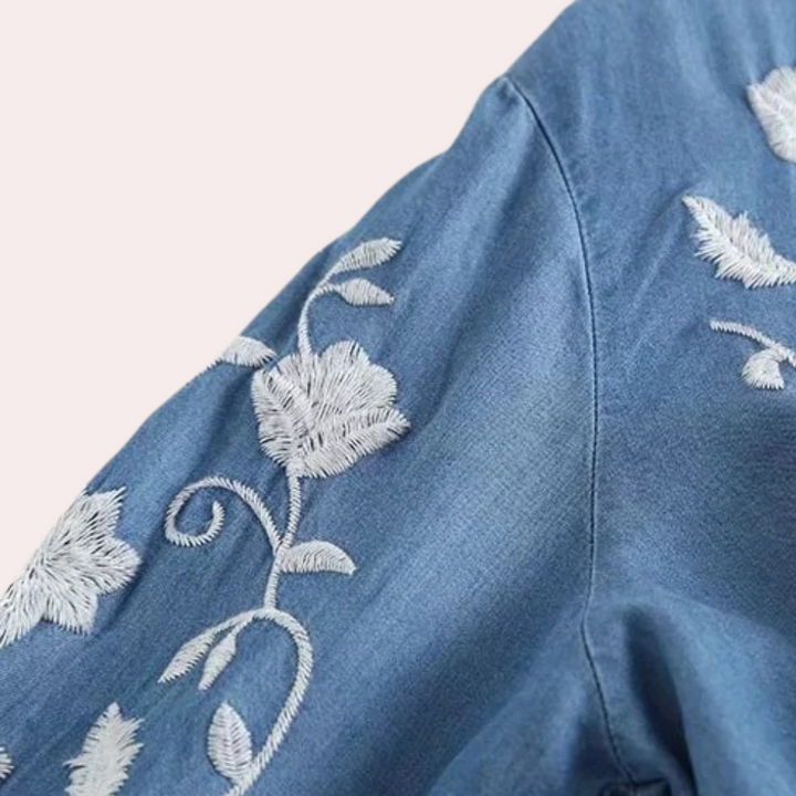 Kardigan Breanne z haftami dla kobiet – Wygodny i stylowy – Opadające ramiona