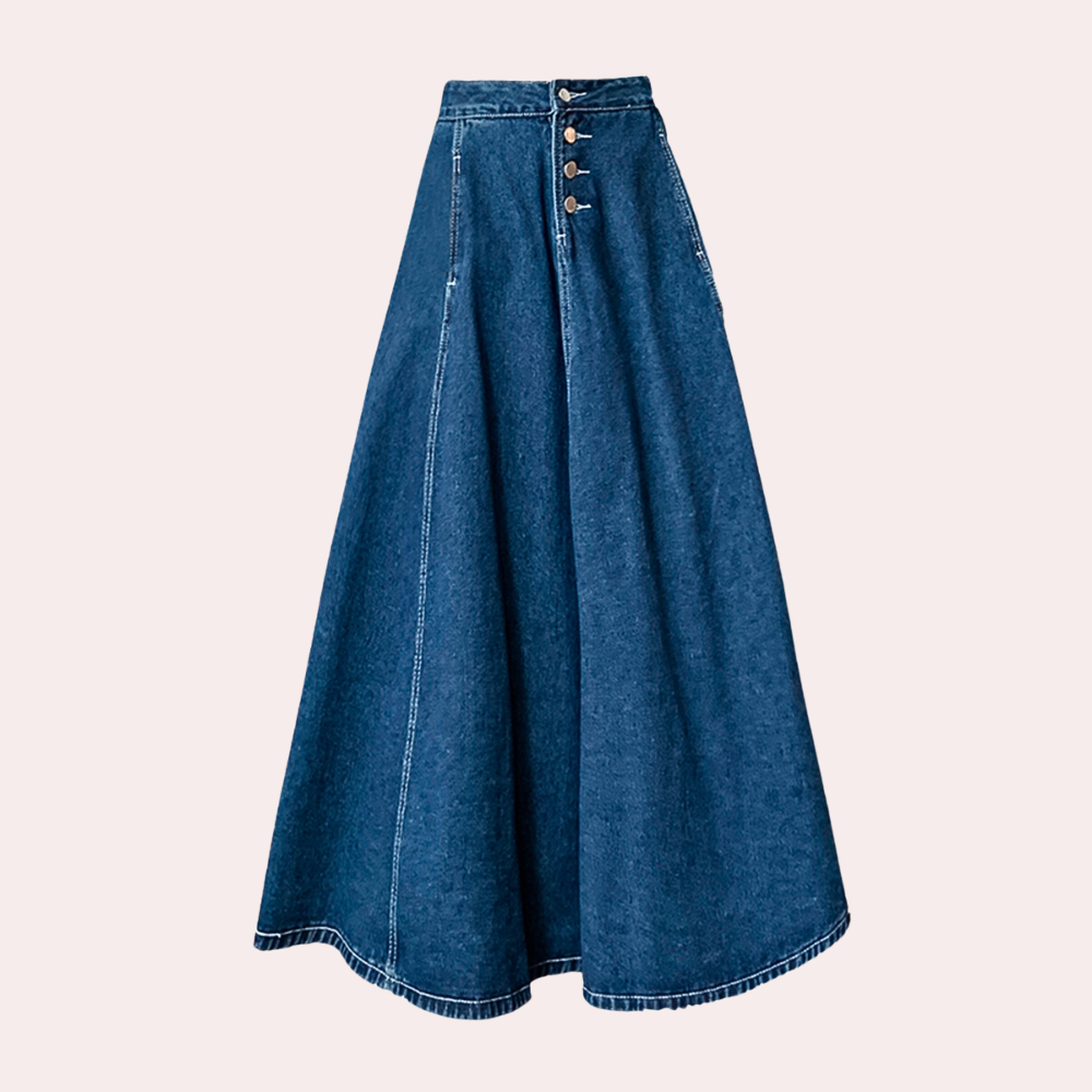 Polyxena - Elegancka długa spódnica jeansowa dla kobiet o ponadczasowym designie