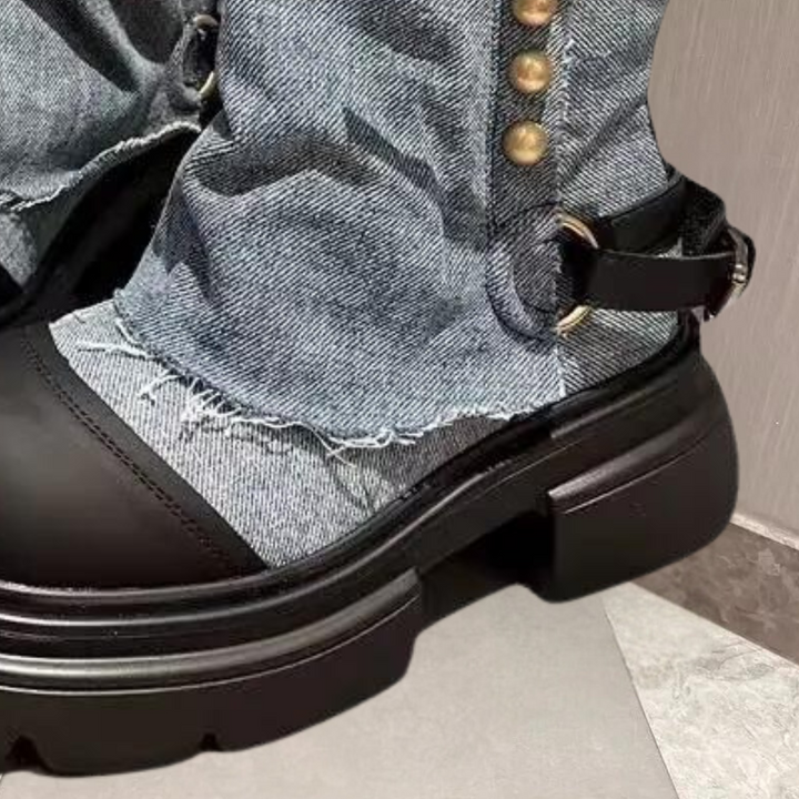 Eleganckie jeansowe botki damskie - KEONA