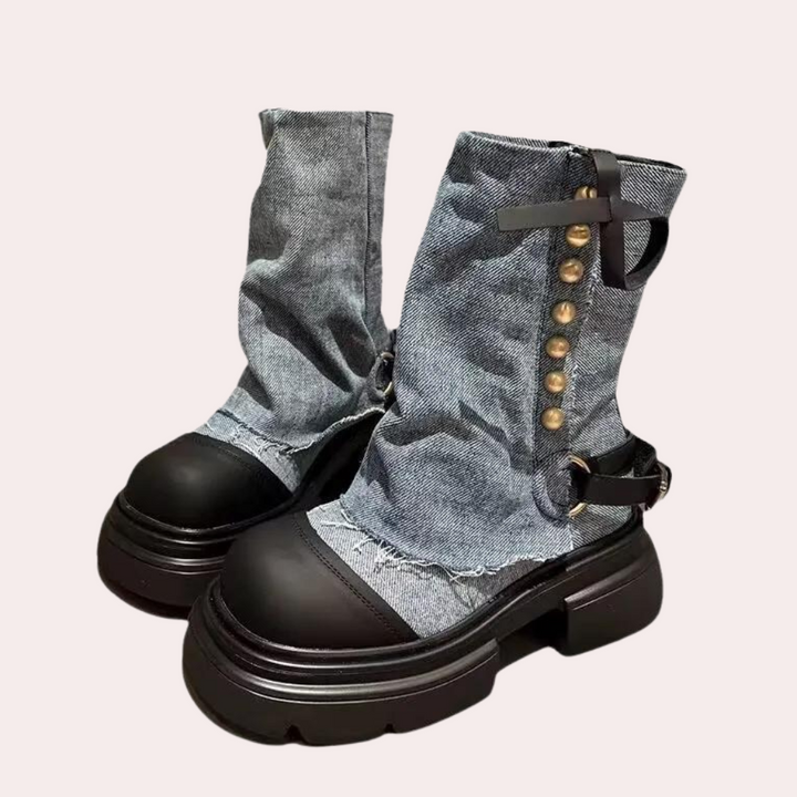 Eleganckie jeansowe botki damskie - KEONA