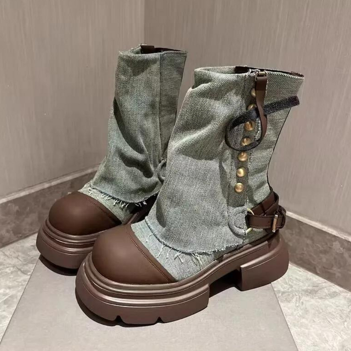 Eleganckie jeansowe botki damskie - KEONA