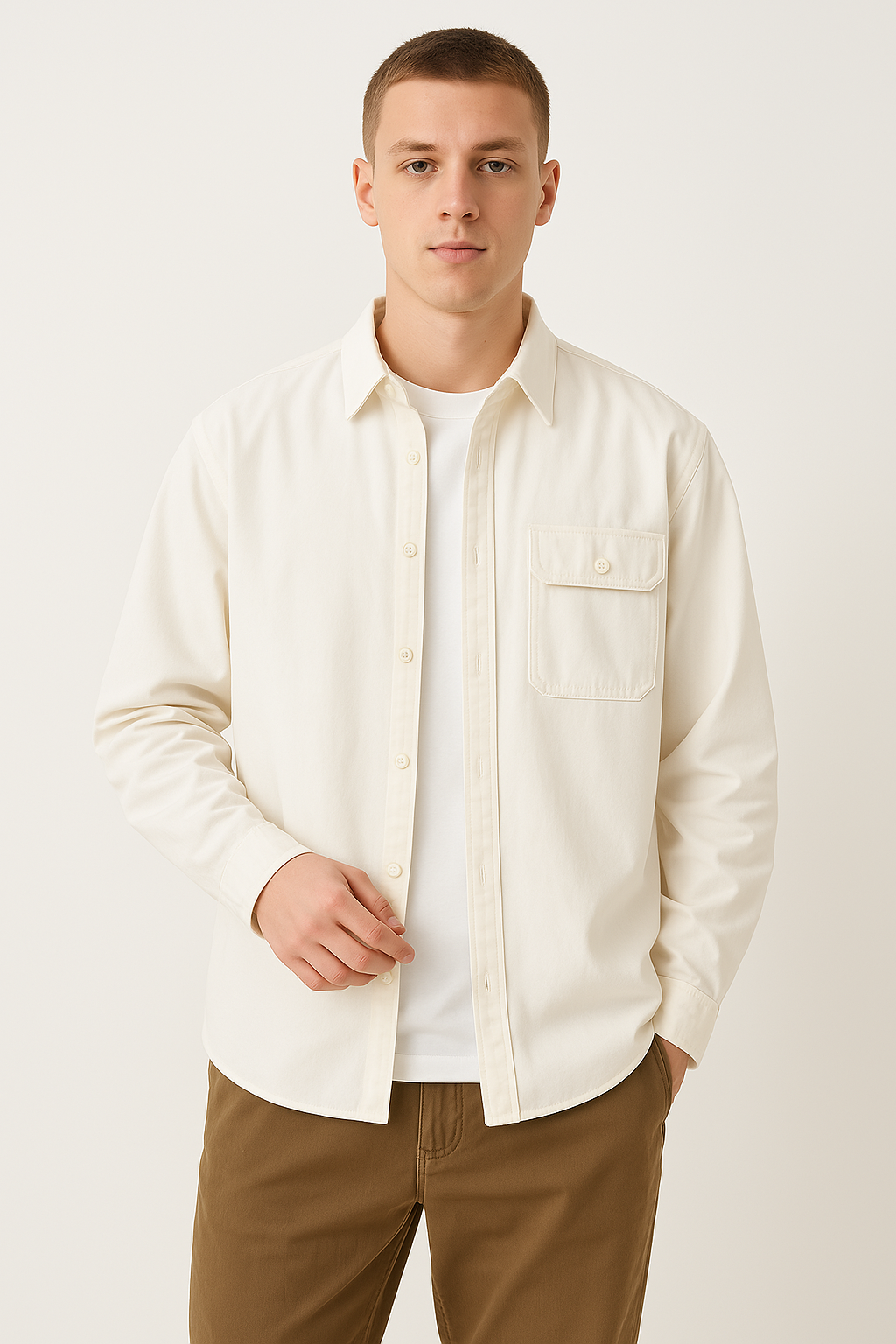 Bluza męska z botkami - 100% algodón - Regulacja długości - Manga larga para estilo casual