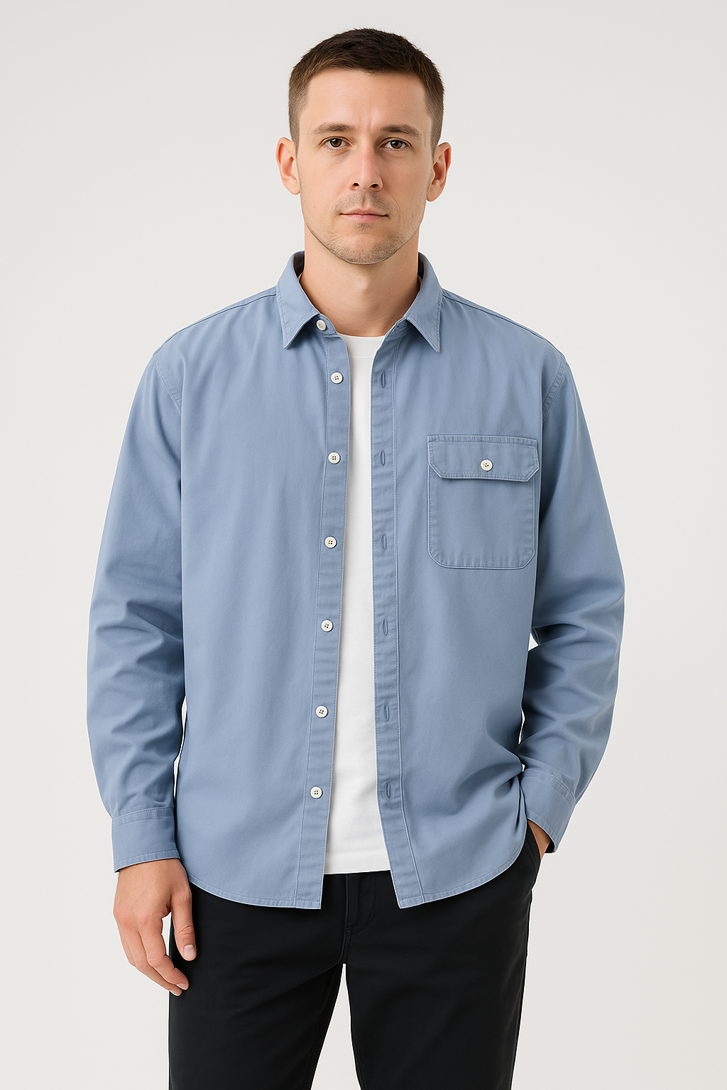 Bluza męska z botkami - 100% algodón - Regulacja długości - Manga larga para estilo casual