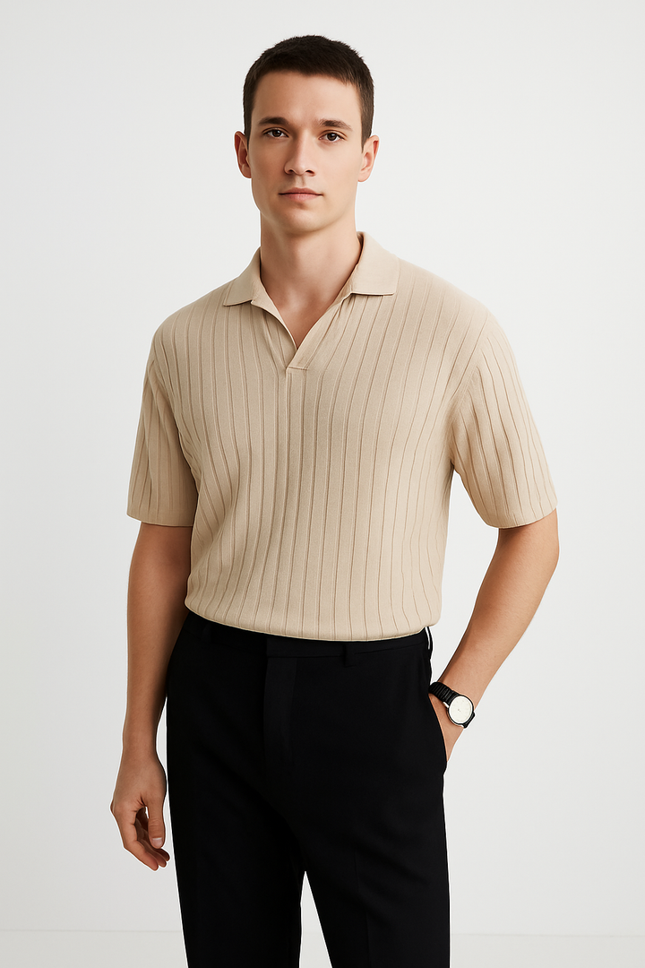 Polo Uomo in Cotone a Costine - Vestibilità Standard - Manica Corta, Perfetto per Uno Stile Casual