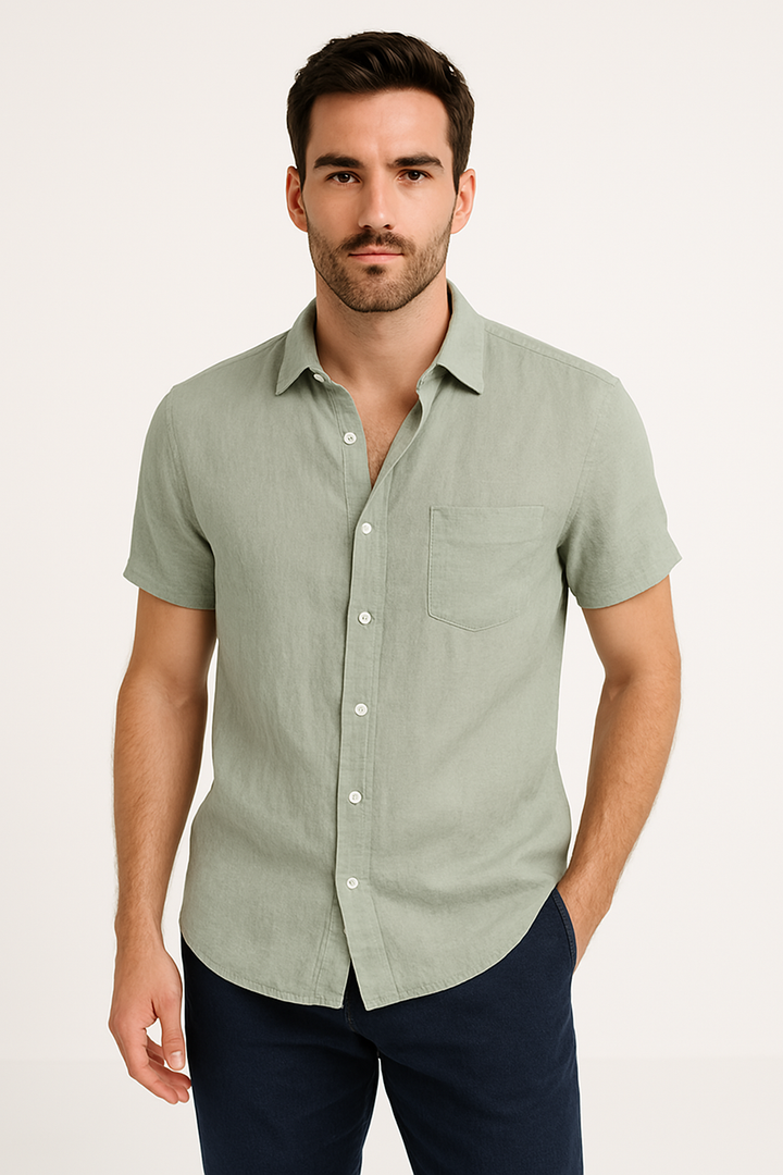 Camisa Casual para Hombres - Ajuste Relajado - Manga Corta - Cuello con Botón