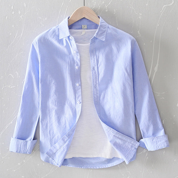 Мужская рубашка на пуговицах - свободный крой, длинный рукав для повседневного отдыха