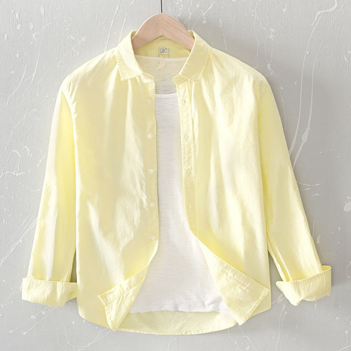 Мужская рубашка на пуговицах - свободный крой, длинный рукав для повседневного отдыха