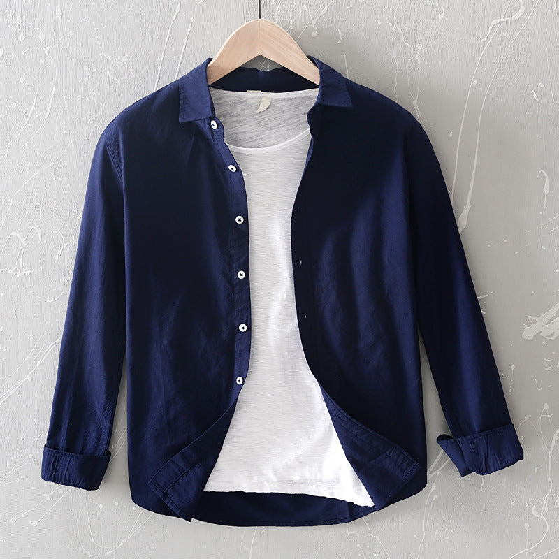 Мужская рубашка на пуговицах - свободный крой, длинный рукав для повседневного отдыха