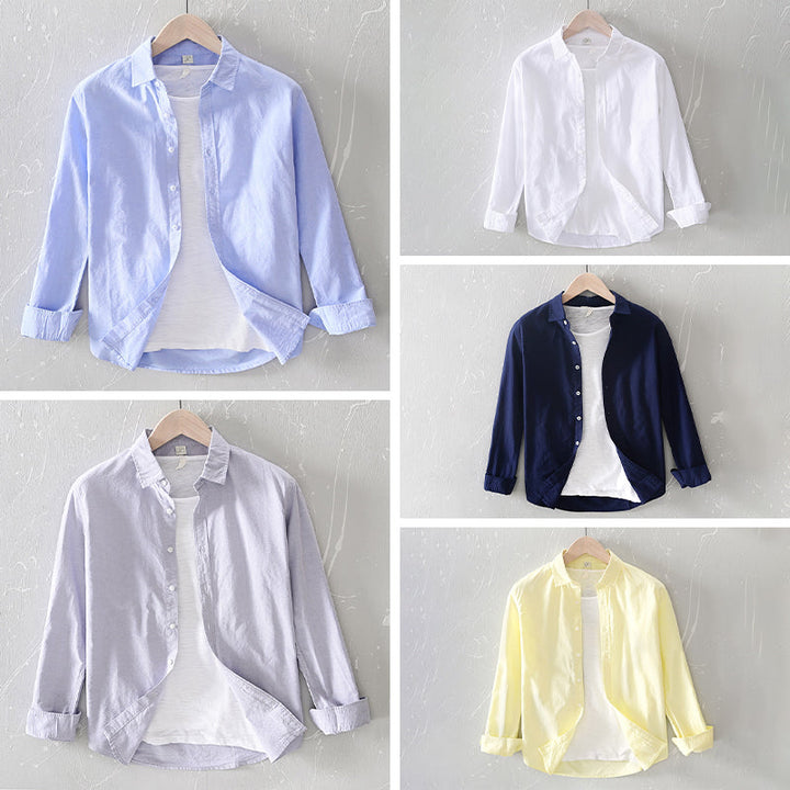 Мужская рубашка на пуговицах - свободный крой, длинный рукав для повседневного отдыха