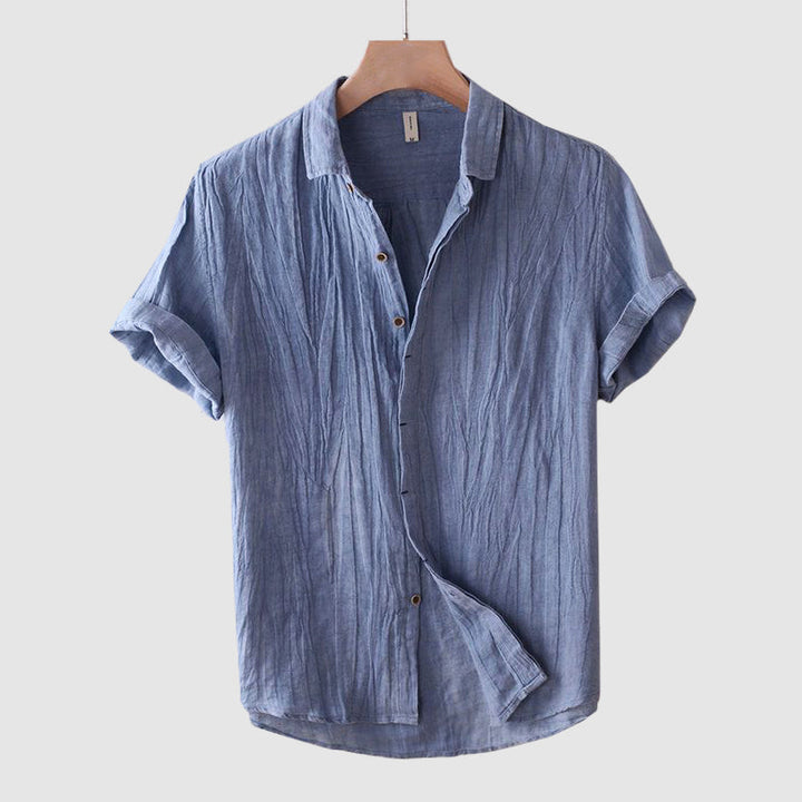 Camisa casual męska z mangi corta z eleganckim klapkiem w stylu cuello