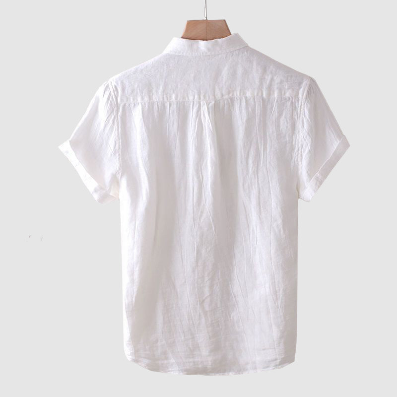 Camisa casual męska z mangi corta z eleganckim klapkiem w stylu cuello