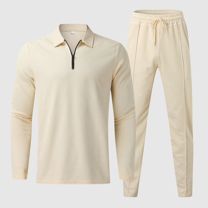 Ensemble Confort Homme - Haut à Col Quatre-Quarts Zip i Pantalons à Taille Élastique - Tissu Respirant