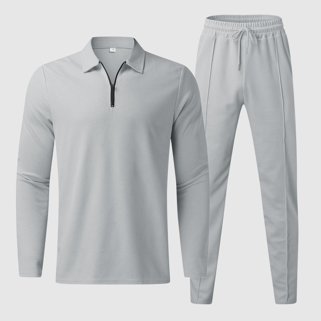 Ensemble Confort Homme - Haut à Col Quatre-Quarts Zip i Pantalons à Taille Élastique - Tissu Respirant