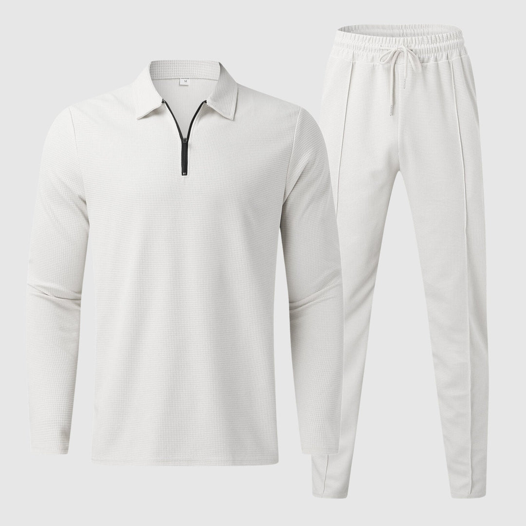 Ensemble Confort Homme - Haut à Col Quatre-Quarts Zip i Pantalons à Taille Élastique - Tissu Respirant