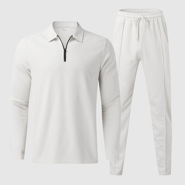 Ensemble Confort Homme - Haut à Col Quatre-Quarts Zip i Pantalons à Taille Élastique - Tissu Respirant