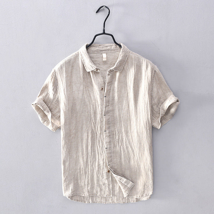 Camisa de Lino para Hombres - Tela Ligera y Transpirable - Manga Corta y Estilo Casual con Botones