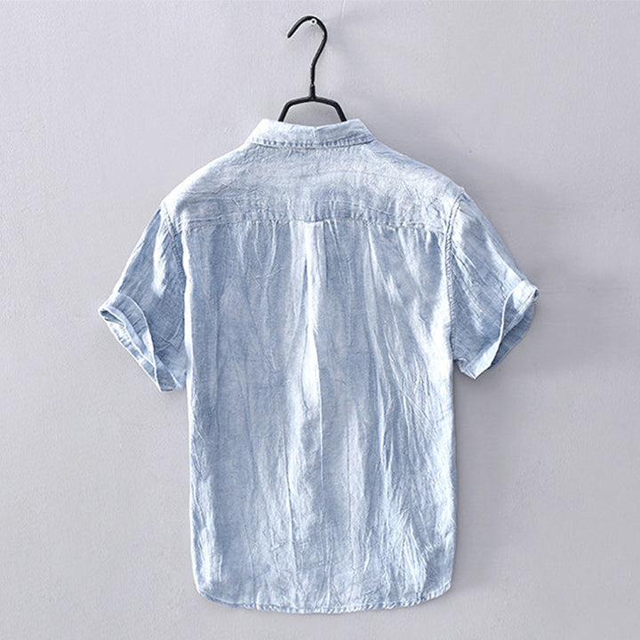 Camisa de Lino para Hombres - Tela Ligera y Transpirable - Manga Corta y Estilo Casual con Botones