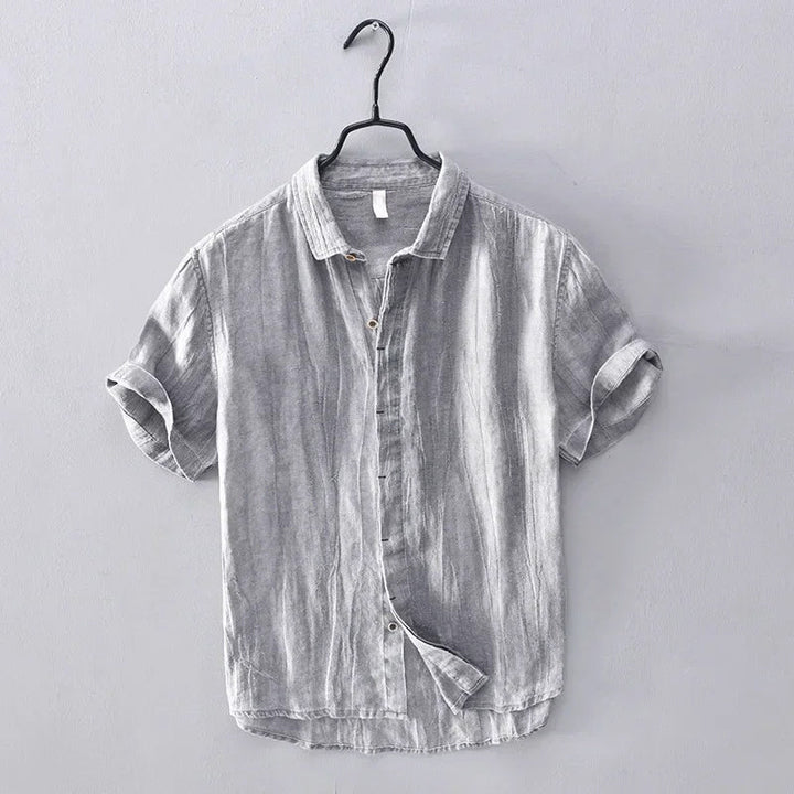 Camisa de Lino para Hombres - Tela Ligera y Transpirable - Manga Corta y Estilo Casual con Botones