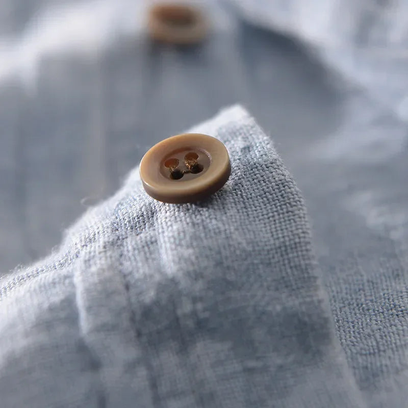 Camisa de Lino para Hombres - Tela Ligera y Transpirable - Manga Corta y Estilo Casual con Botones