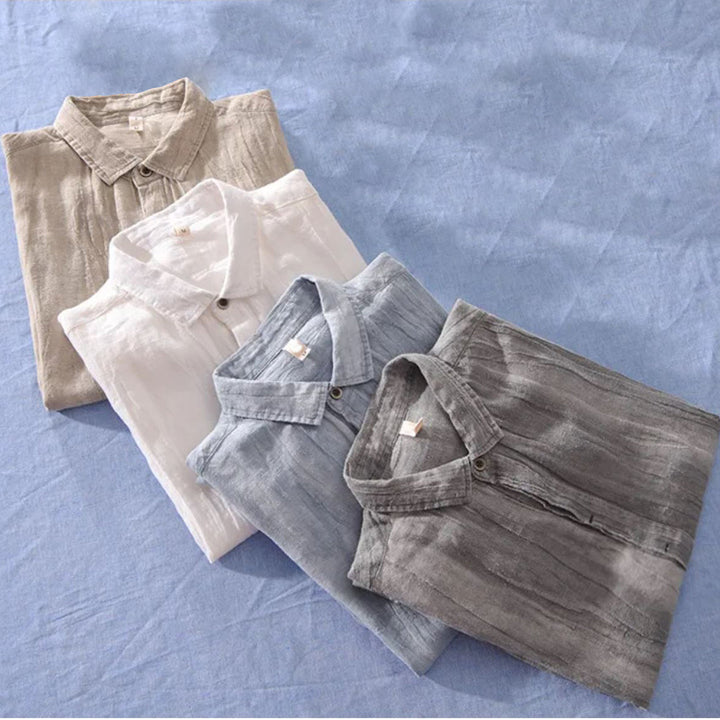 Camisa de Lino para Hombres - Tela Ligera y Transpirable - Manga Corta y Estilo Casual con Botones