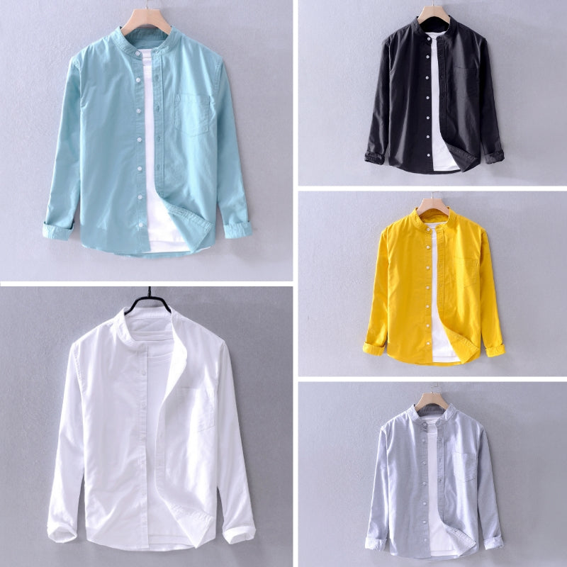 Camicia maschile a maniche lunghe con bottoni elegante e comoda