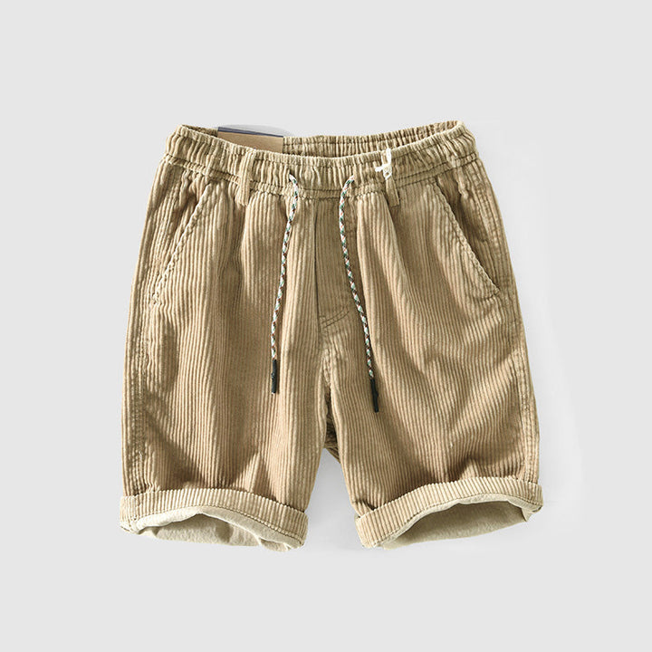 Pantaloni corti in velluto a coste per uomo - Leggeri traspiranti con vita elastica e orlo arrotolato for uno stile casual e confortevole