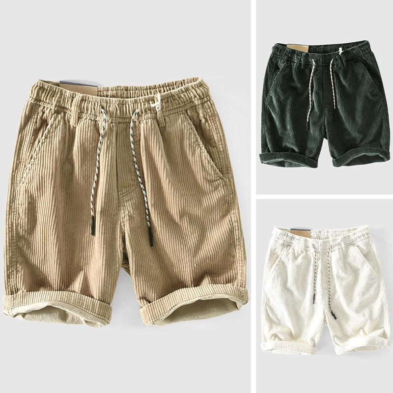 Pantaloni corti in velluto a coste per uomo - Leggeri traspiranti con vita elastica e orlo arrotolato for uno stile casual e confortevole