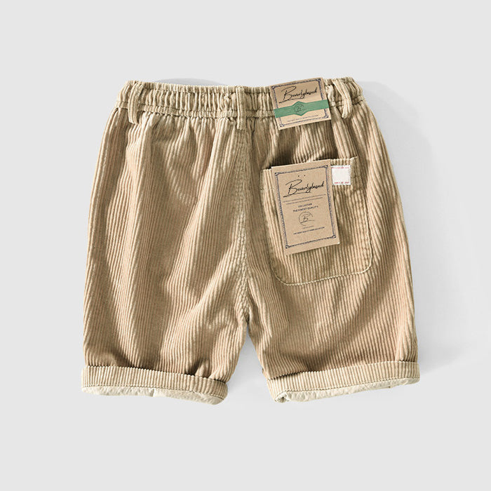 Pantaloni corti in velluto a coste per uomo - Leggeri traspiranti con vita elastica e orlo arrotolato for uno stile casual e confortevole