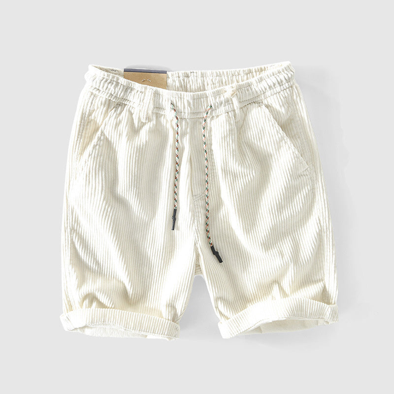 Pantaloni corti in velluto a coste per uomo - Leggeri traspiranti con vita elastica e orlo arrotolato for uno stile casual e confortevole
