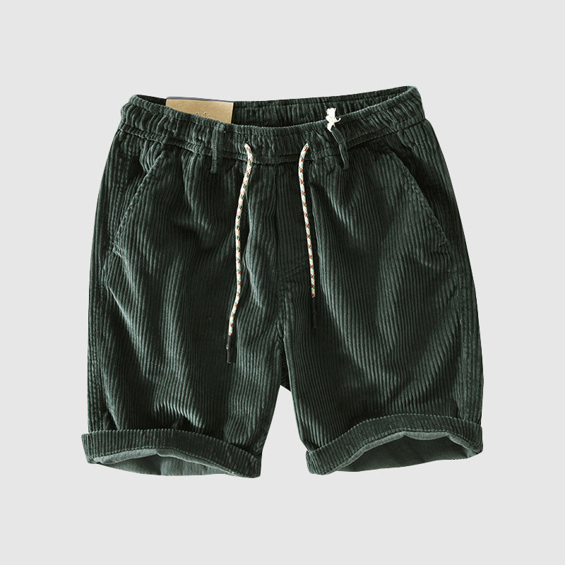 Pantaloni corti in velluto a coste per uomo - Leggeri traspiranti con vita elastica e orlo arrotolato for uno stile casual e confortevole
