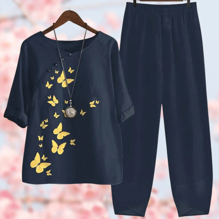 Elora - Eleganter Vintage-Blumenprint Zweiteiliger Set