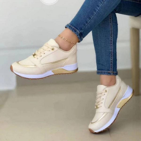 Damskie sneakersy z amortyzującą wkładką, wsparciem łuku stopy, oddychającą siateczką i wygodnym sznurowaniem