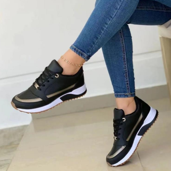 Damskie sneakersy z amortyzującą wkładką, wsparciem łuku stopy, oddychającą siateczką i wygodnym sznurowaniem