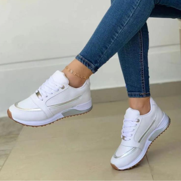 Damskie sneakersy z amortyzującą wkładką, wsparciem łuku stopy, oddychającą siateczką i wygodnym sznurowaniem