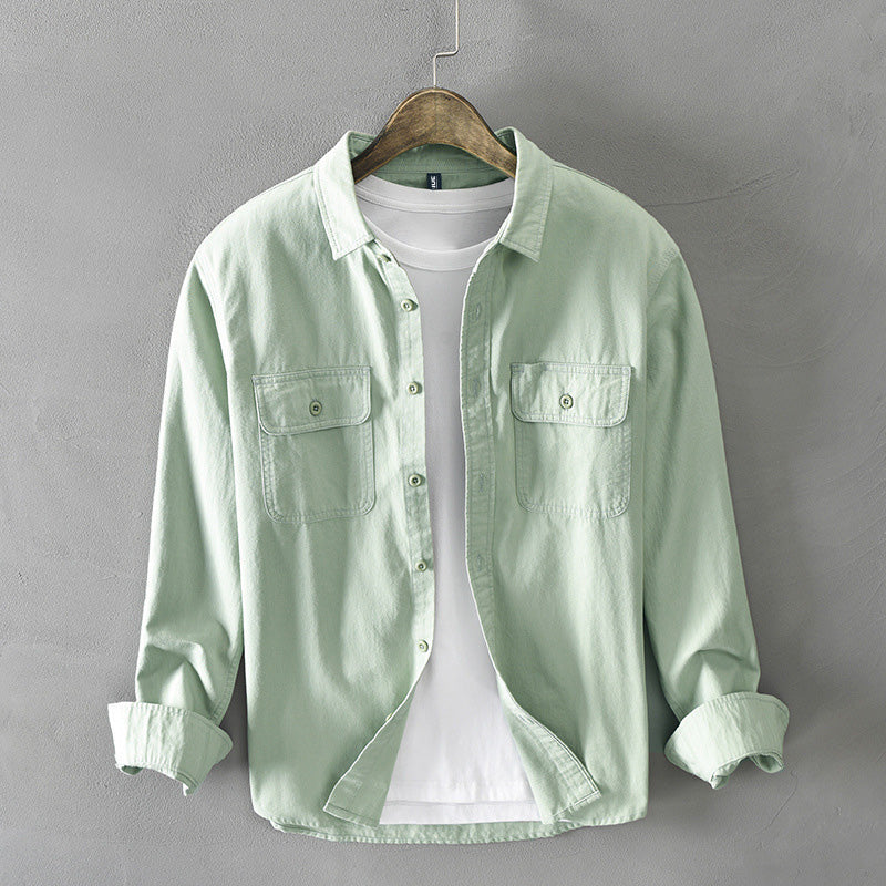 Camisa casual z algodón de manga larga dla mężczyzn