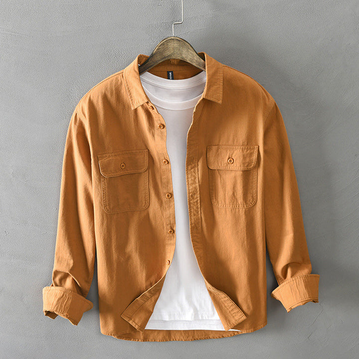 Camisa casual z algodón de manga larga dla mężczyzn