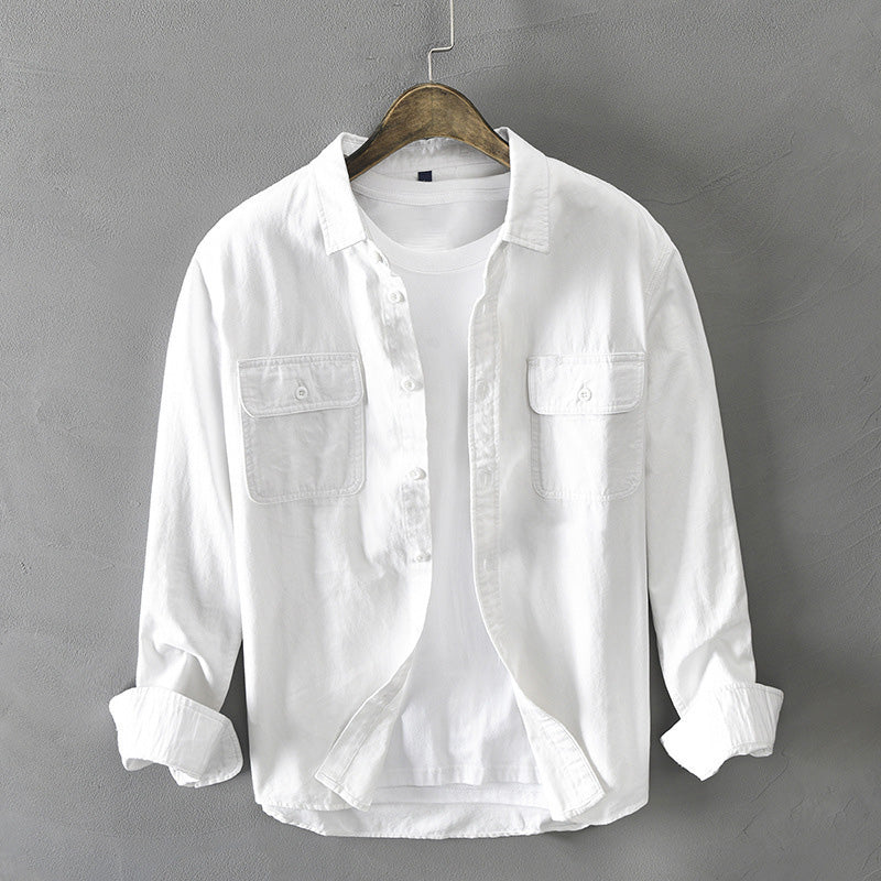 Camisa casual z algodón de manga larga dla mężczyzn