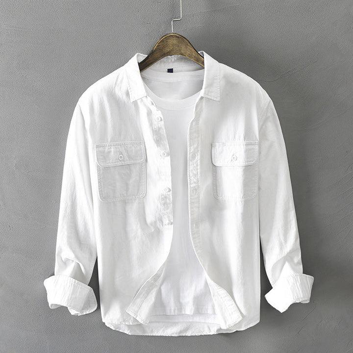 Camisa casual z algodón de manga larga dla mężczyzn