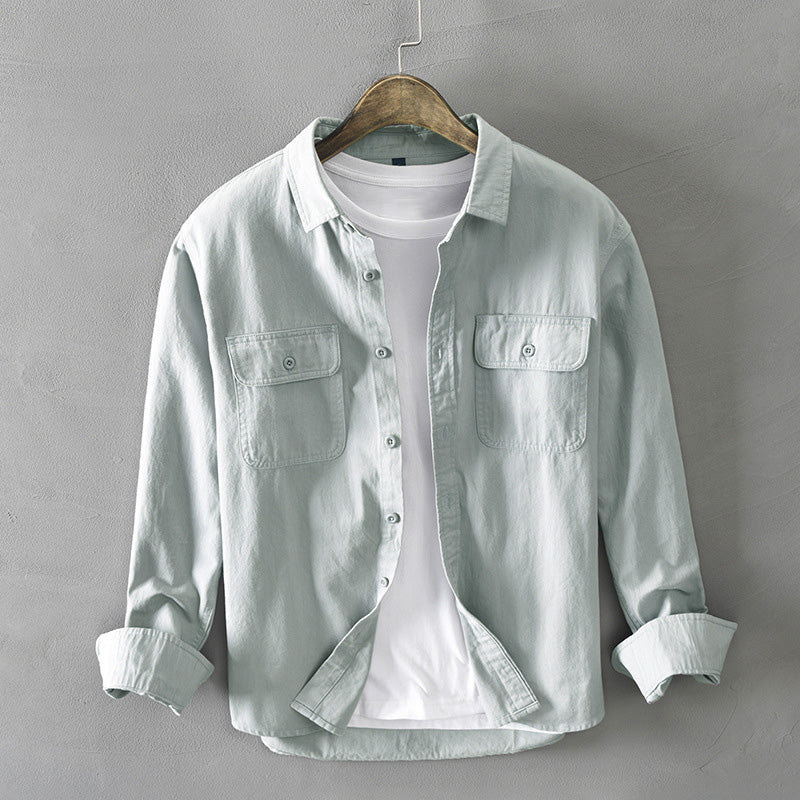 Camisa casual z algodón de manga larga dla mężczyzn